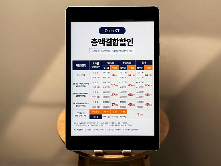 KT 통신사 요금표 정리